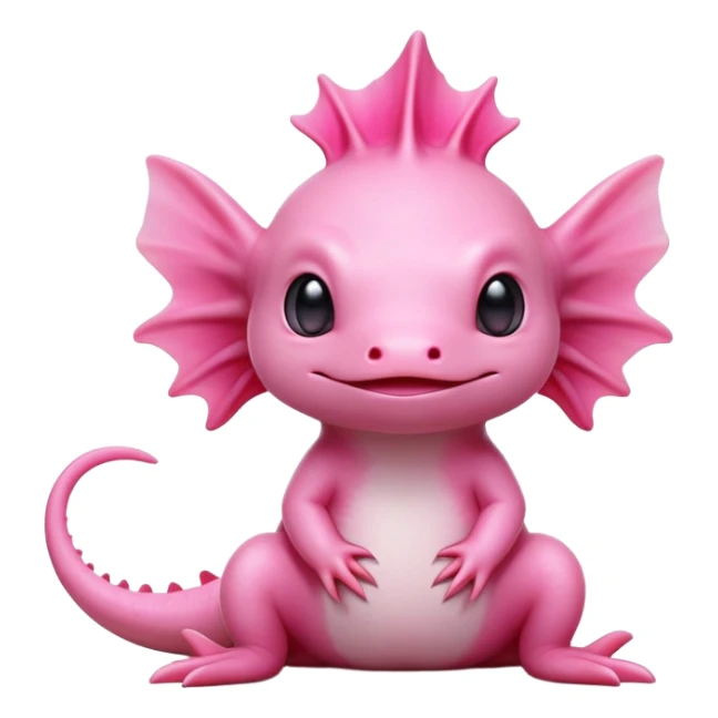 cinematic-[axolotl]-realistic-full-body-sitting-emoji,-head-tilted-dramatically,-pink skin,-simplified-yet-realistic-focused-features,-highly-detailed,-glowing-with-an-almost-sarcastic-glow sticker