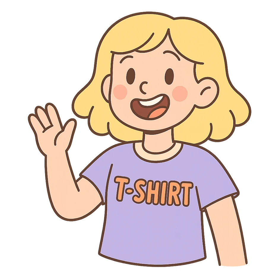 pastel toon style blonde girl wearing a t-shirt sticker