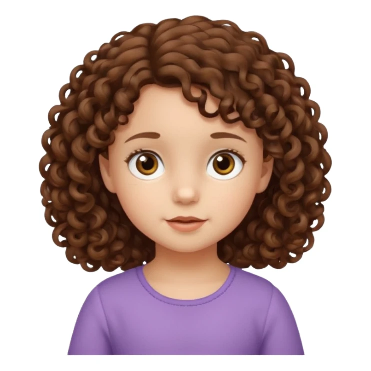 3yr old girl little curly brown hair brown eyes sticker