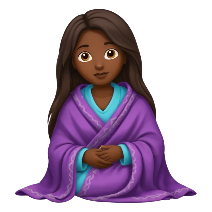 dark skin long haired woman with tucked blanket sticker