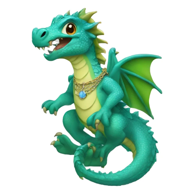 Water dragon wearing a necklace sticker