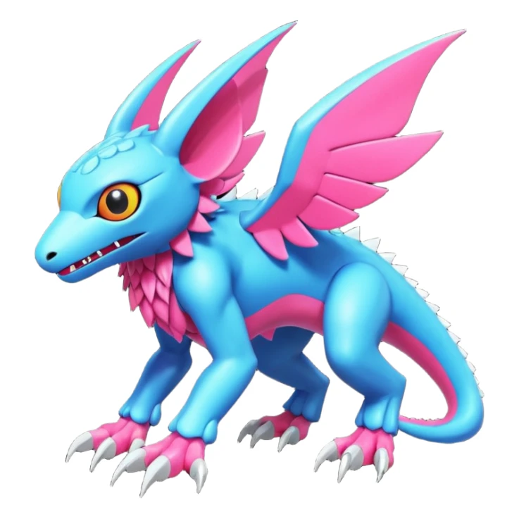  exotic futuristic modern cyber-Fakémon-Digimon-Trico-creature sticker