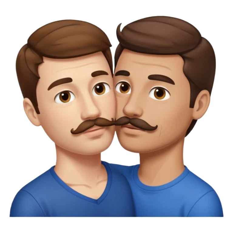Kissing bf and brwon your hir andA man with a mustache sticker