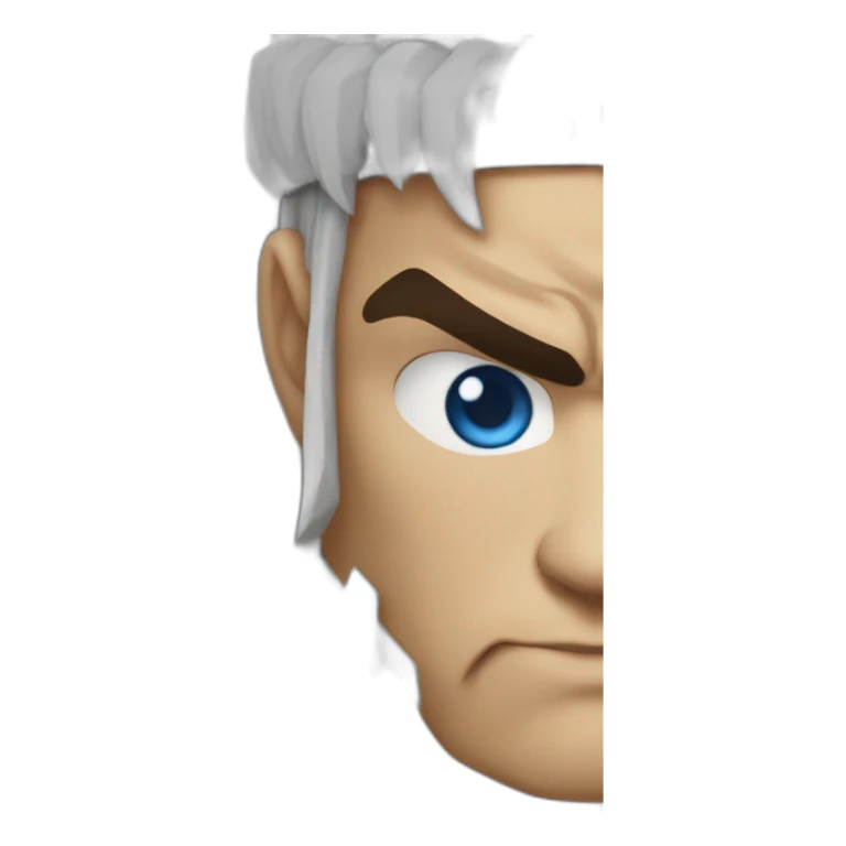 Street fighter Ryu with blue eyes and beard sticker