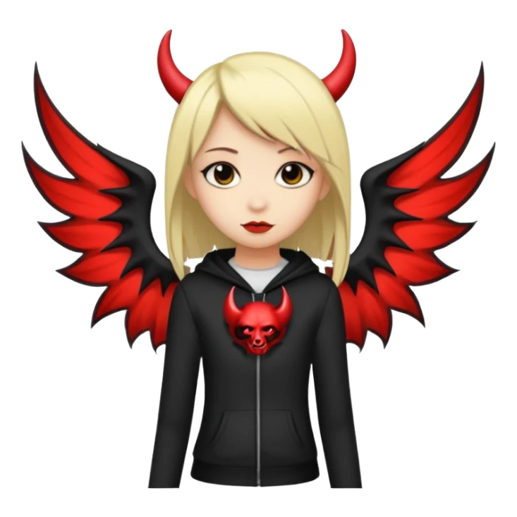 A black and blonde haired girl with a devils wing and tail and she's emo sticker