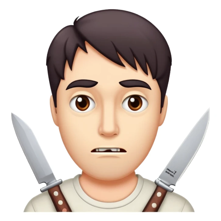 ‘knife play’ as text with a quizzical horny expression above it sticker