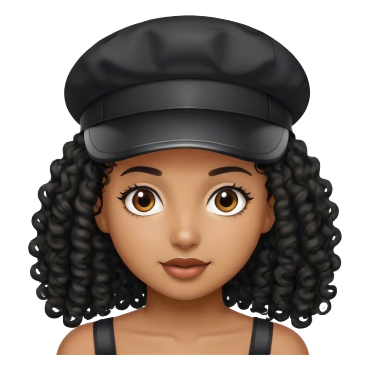 Brown girl with curly black hair with a black visor  sticker