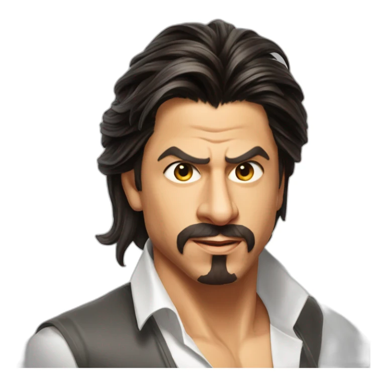 shahrukh khan long hairs tied back sticker