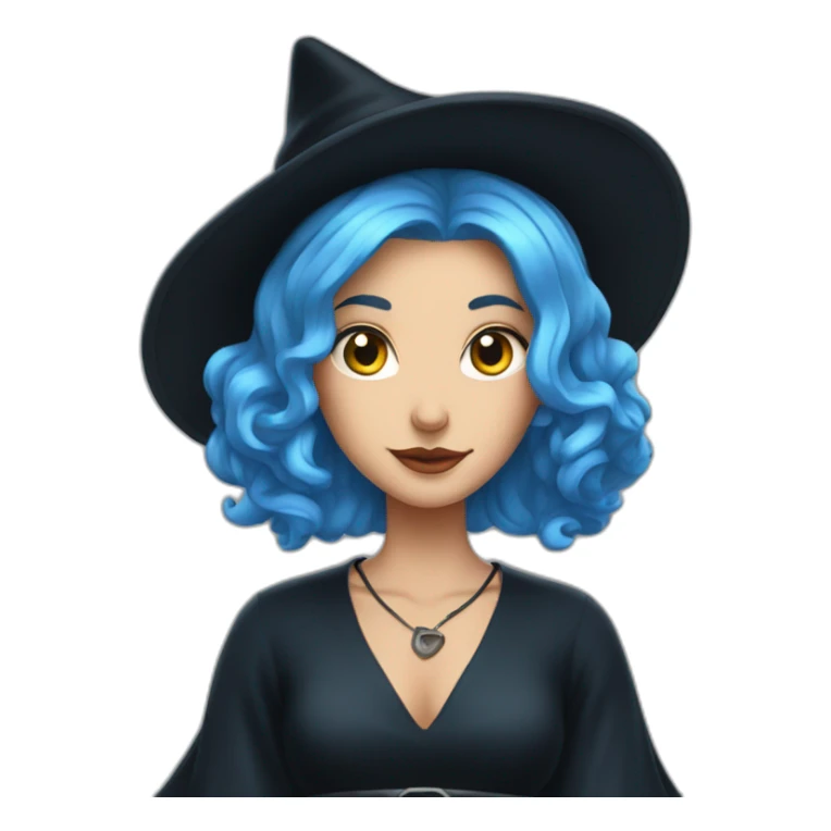 blue hair witch in black full skirt sticker