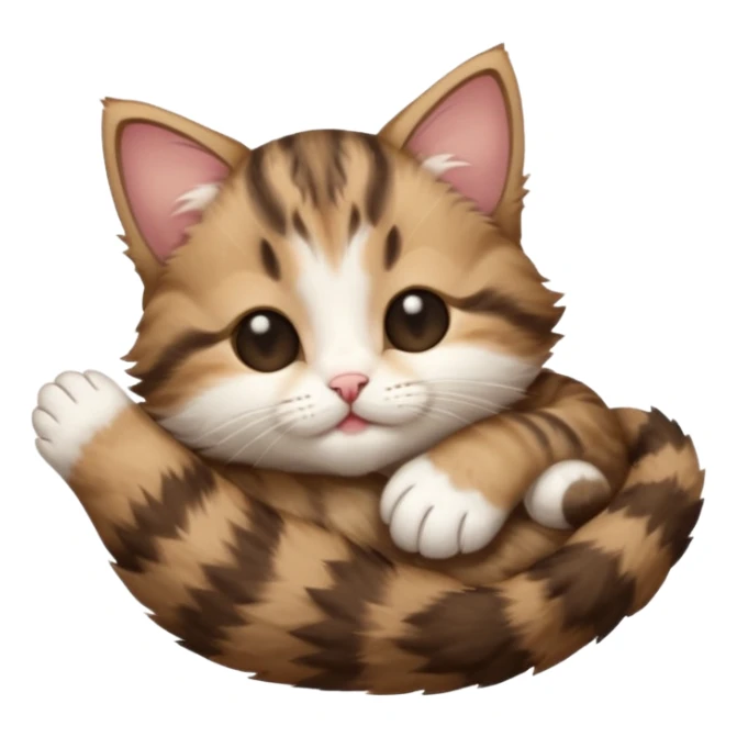 dark brown tabby and white kitten upside down with eyes closed sticker