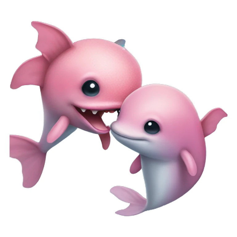 axolotl kissing dolphin sticker