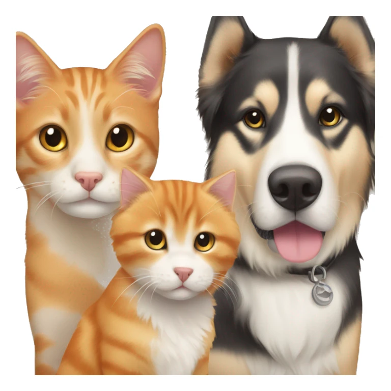 orange cat tabby cat golden retriever and 2 huskies sticker