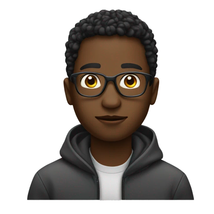 black young man who's intrested in computer sience and wheres glasses sticker