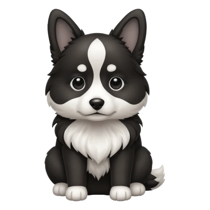A dog with black and white colors in a sitting position sticker