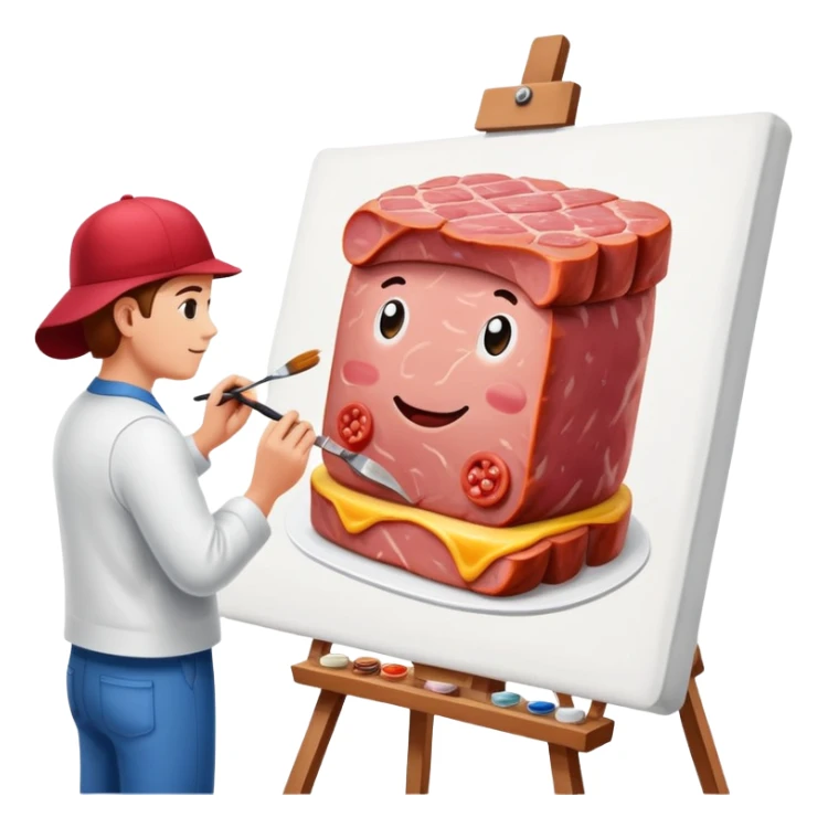 artist painting a SPAM meat portrait landscape  sticker