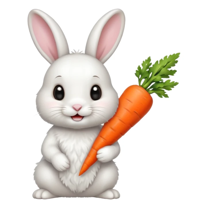 cute white bunny with a carrot sticker