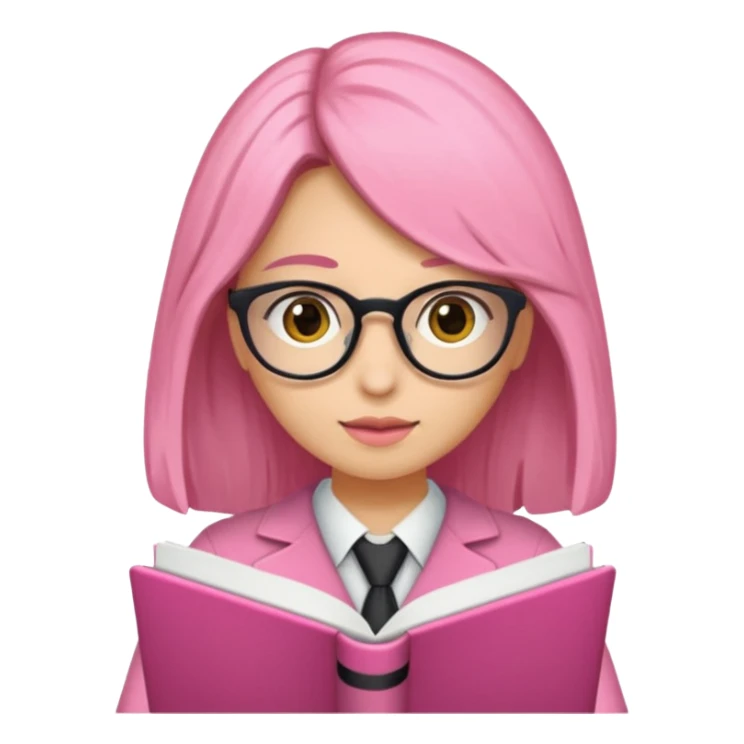 Estudante de cor parda cabelo cacheado loiro escuro de óculos segurando um caderno rosa sticker