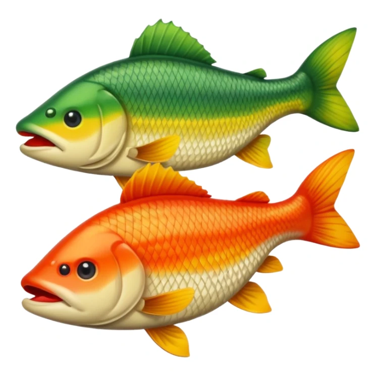 generate perch, carp and pike emoji in apple emoji style sticker