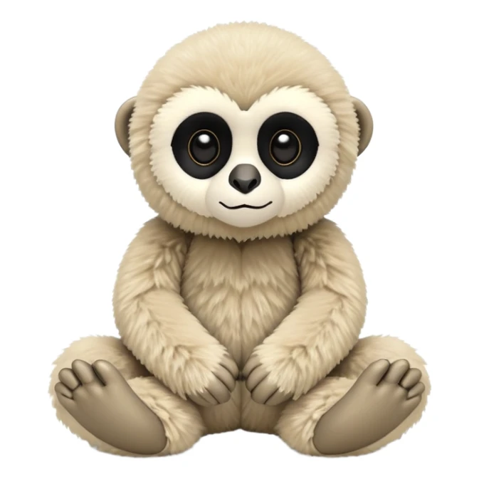 baby black lar gibbon jellycat stuffed animal plush, soft and cute, kawaii, tiny beady black eyes sticker