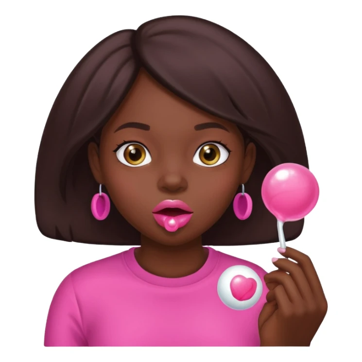 Dark skin girl with bubble gum  sticker