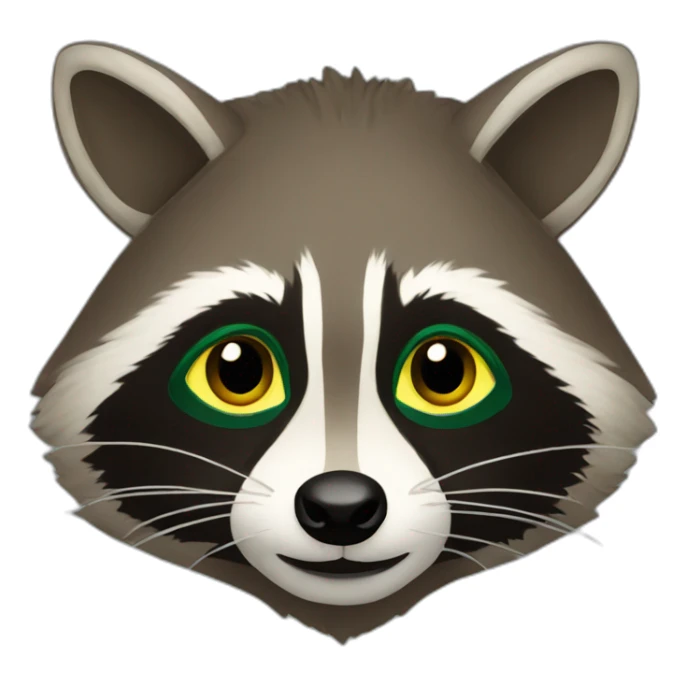 brown raccoon with yellow eyes and a dark green hood sticker