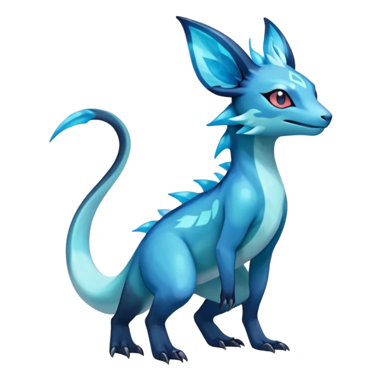 Colorful Iridescent Exotic Salandit-Aurorus-Glaceon-Fakémon-hybrid-creature (full body)  sticker