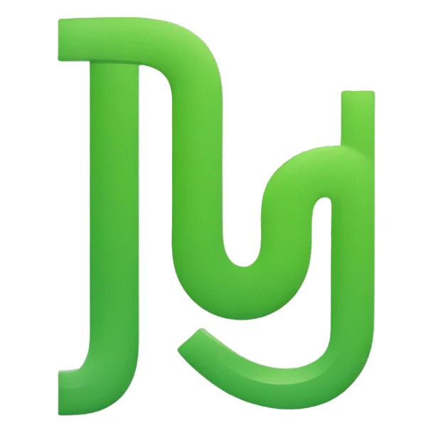 This graphic depicts a green, stylized "U" letter. The design is modern and simple, with the left side of the "U" being a downward-curving line instead of a vertical line, resembling an inverted "J" letter.  sticker