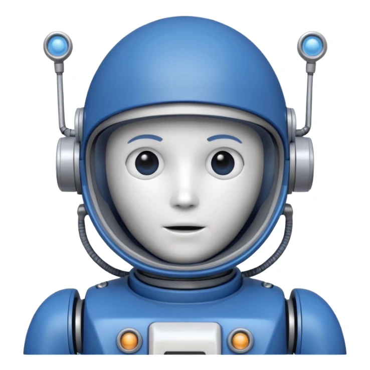 tête de robot cosmonaute bleu et blanc avec une antenne sticker