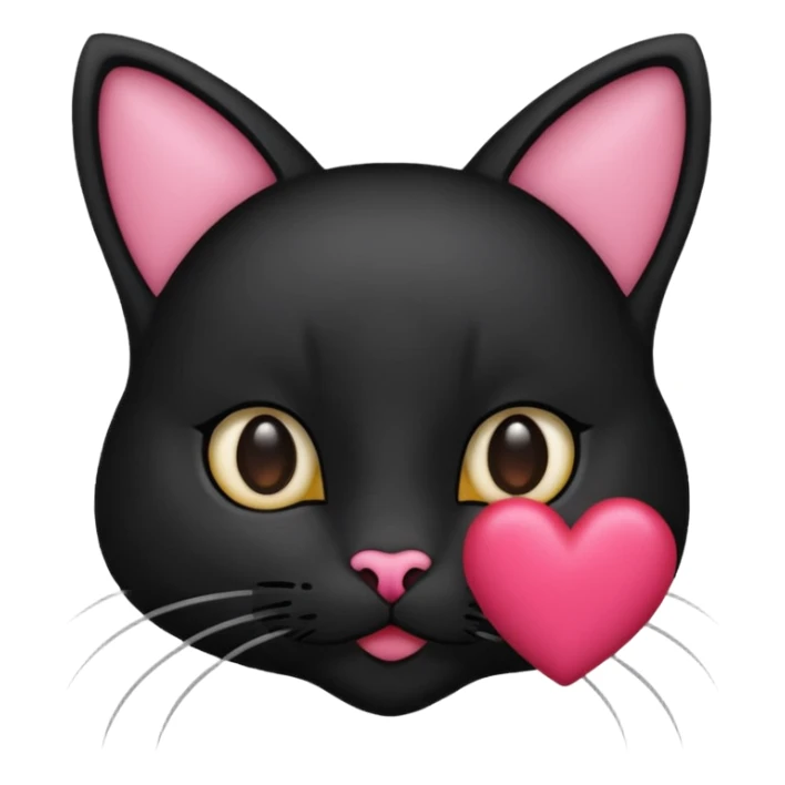 een zwarte kat met een hartje naast zijn hoofd sticker