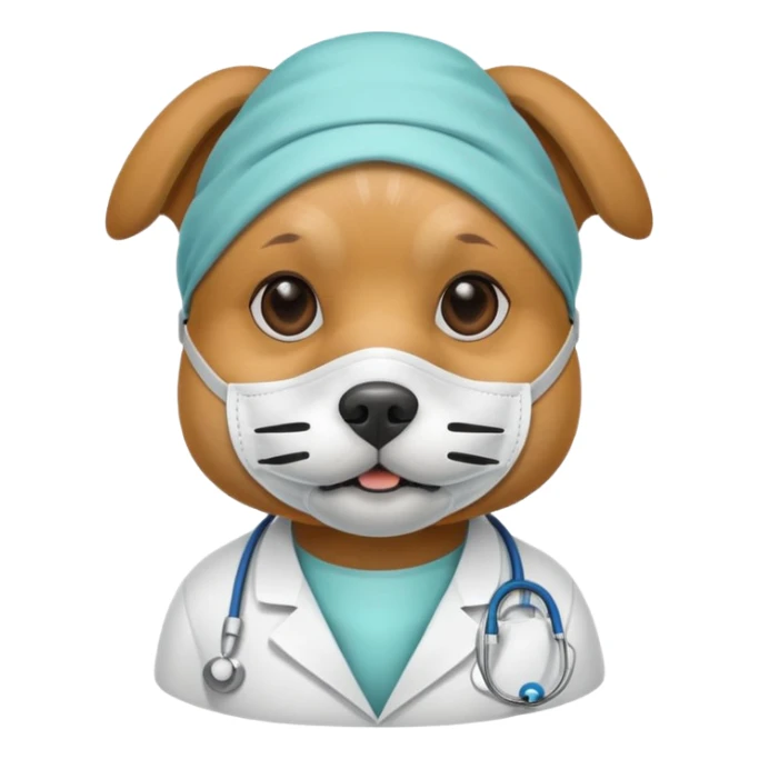 doctor dog Wearing Medical Mask sticker