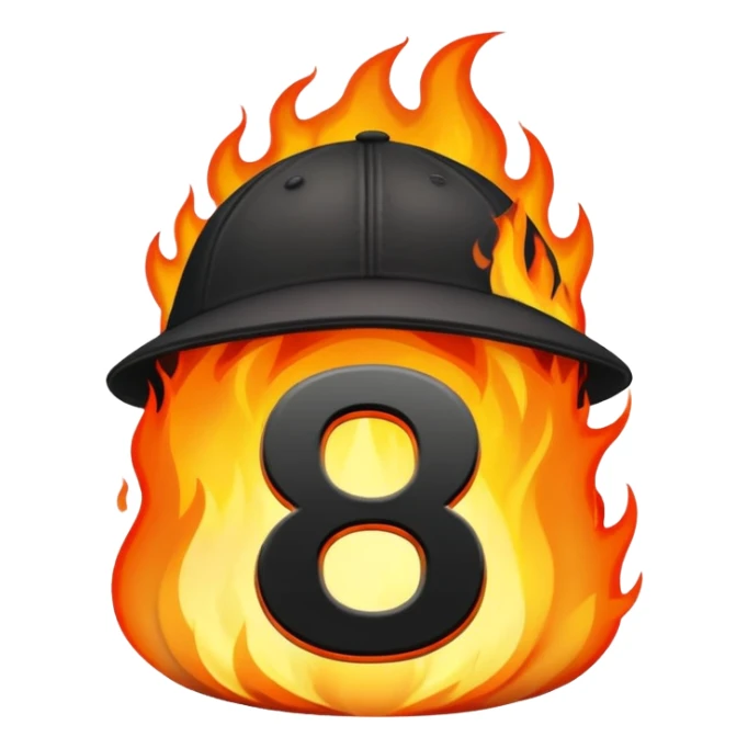 black cap on fire with number “9” on it sticker