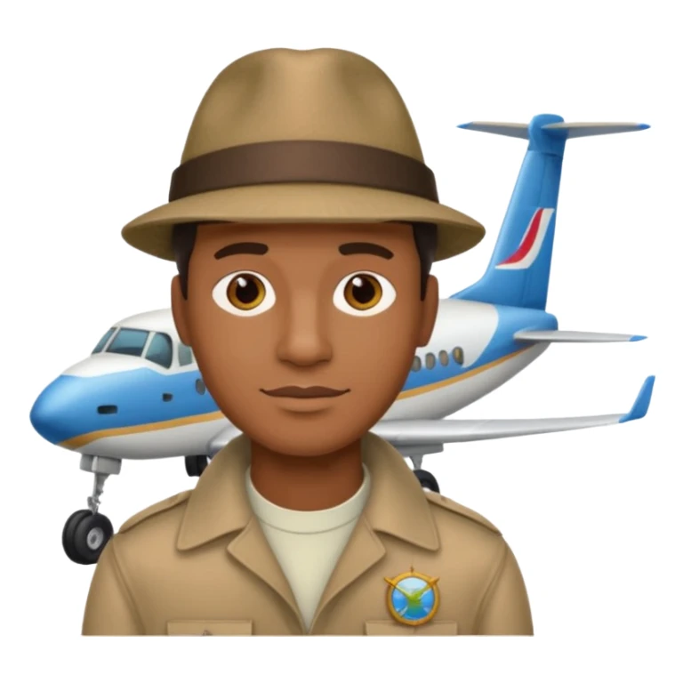 Visage homme créole réunionnais avec chapeau arrive avion sticker