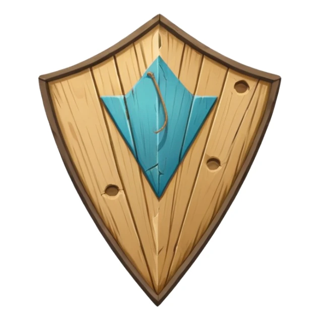 Old, faded, cracked wooden kite-shiled sticker