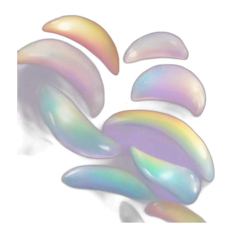 glossy Pastel whitish iridescent glass rainbow crystal crescent sticker