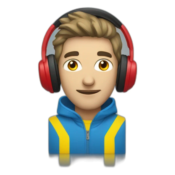 Man in colours of Ukraine with red earphones sticker