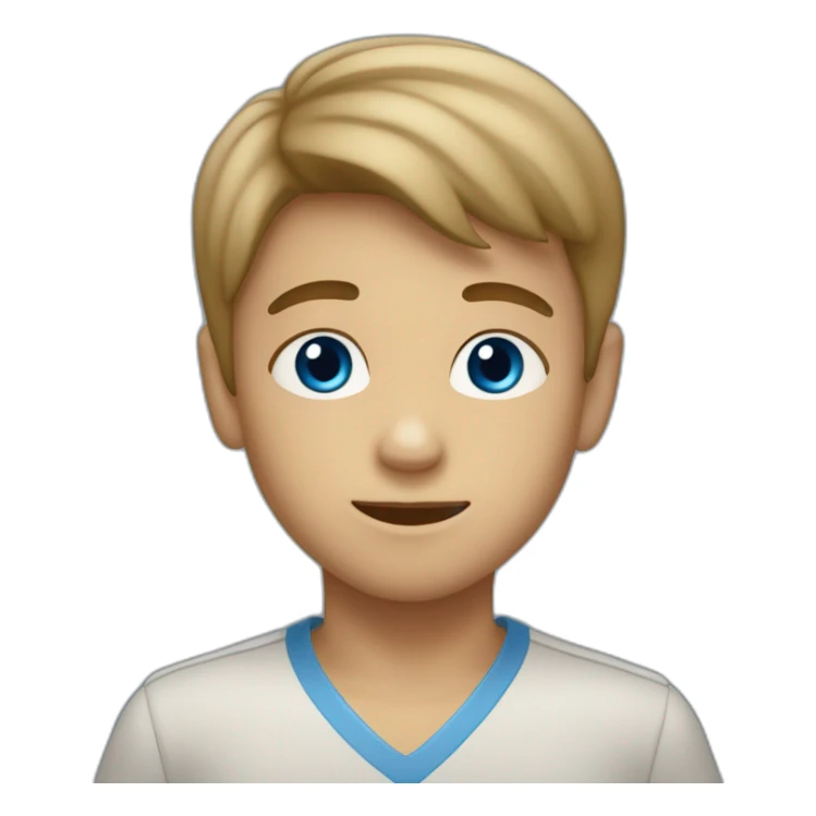 un niño con pelo liso y cafe claro con ojos azules sticker