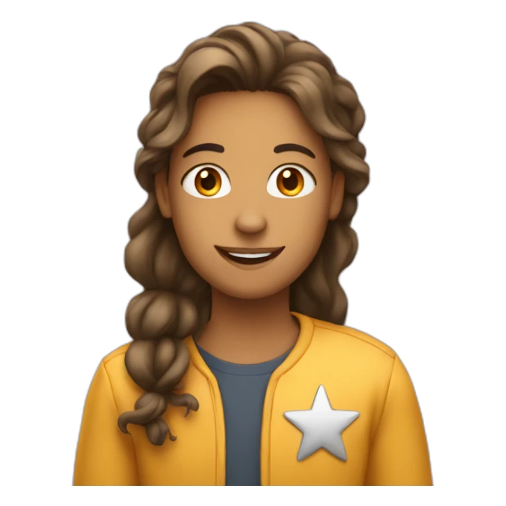 a talented person in front of a star sticker