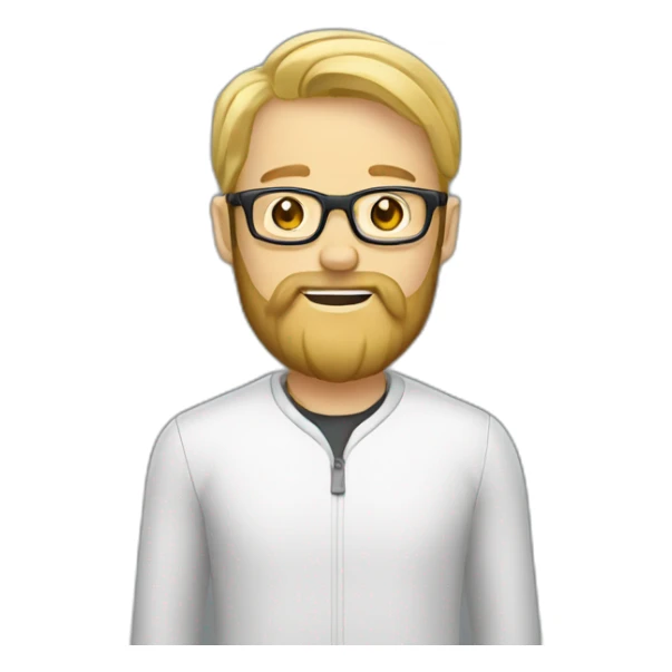 Blonde man with glasses and a three day beard on a rocket sticker