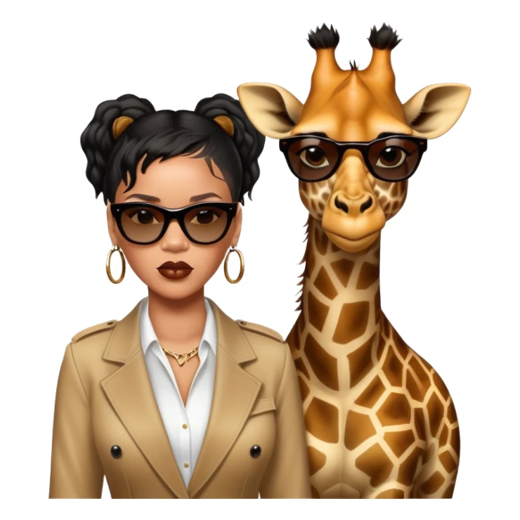 Mache mir ein Rihanna Emoji zusammen mit einer Giraffe der ein bodyguard spielt  sticker