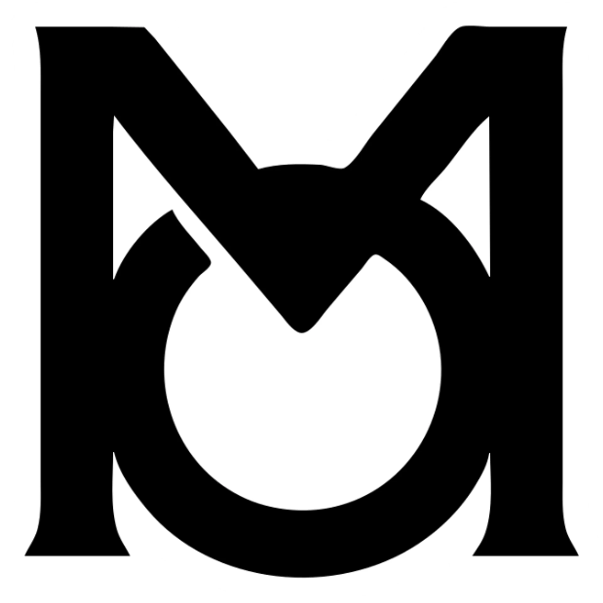 intertwining of two letters M and O sticker