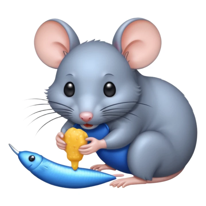 raton comiendo cebo blando azul sticker