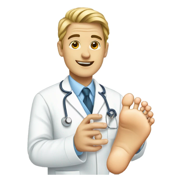 Foot doctor touching feet sticker