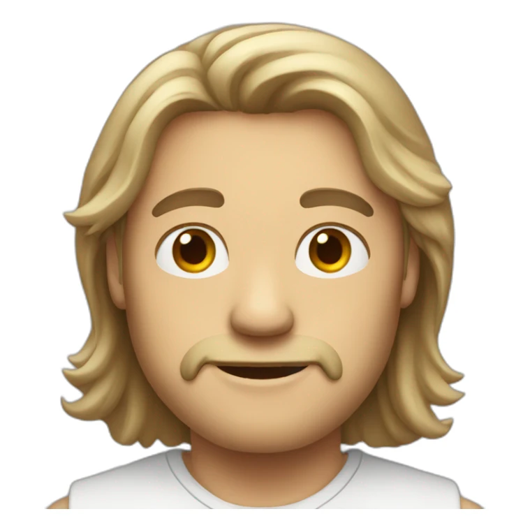 man with white-brown long hairs demonstrate like sticker