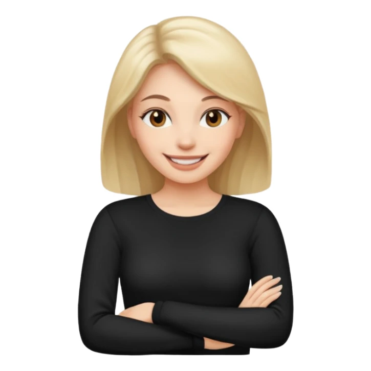 create an emoji, black long sleeves, for women, now human sticker