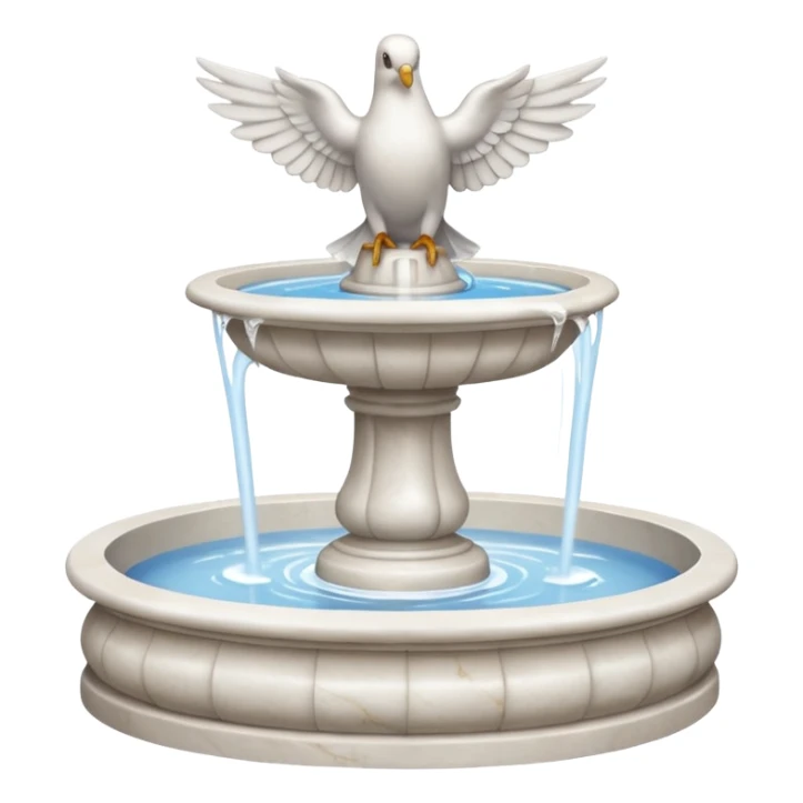 White small marble fountain with a dove sitting on it  sticker