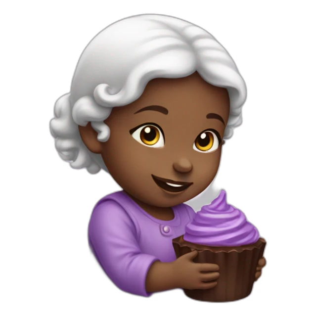 Cute baby girl with a purple chocolate sticker