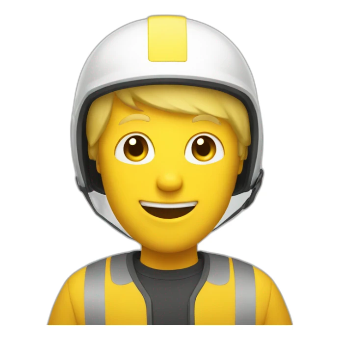 smiley white guy with blonde hair and a yellow helmet sticker