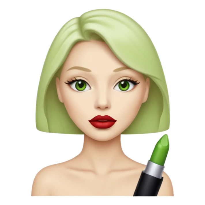 woman with green colored lips sticker