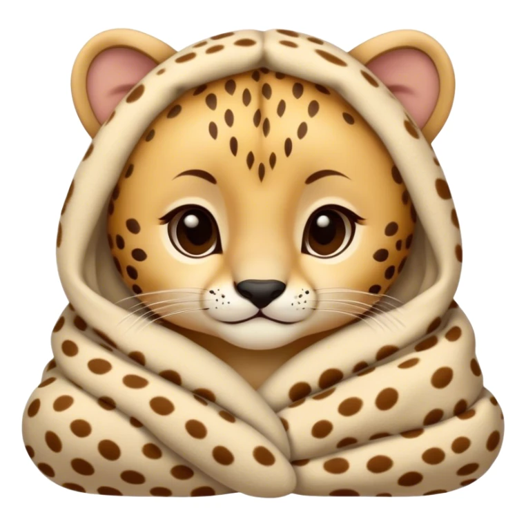 Cute, Disney-style baby cheetah cozy in blanket sticker