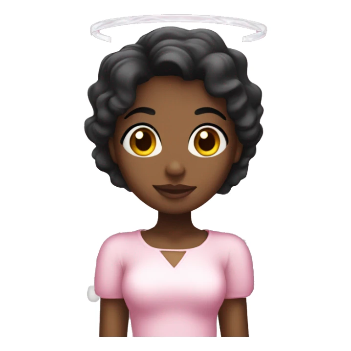 Black woman dressed as an angel in pink with short black hair  sticker